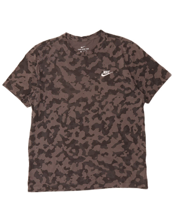 Nike Mens T-Shirt Top Medium Grey Camouflage Cotton