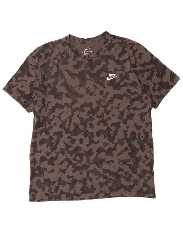 Nike Mens T-Shirt Top Medium Grey Camouflage Cotton