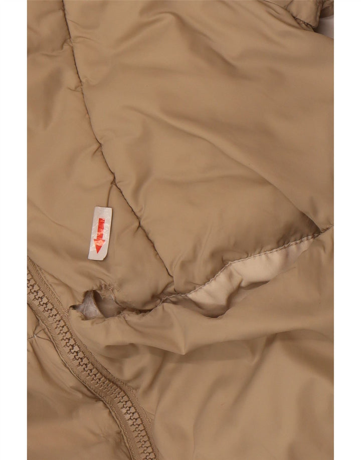 Zara Girls Hooded Padded Jacket 11-12 Years Beige Polyester