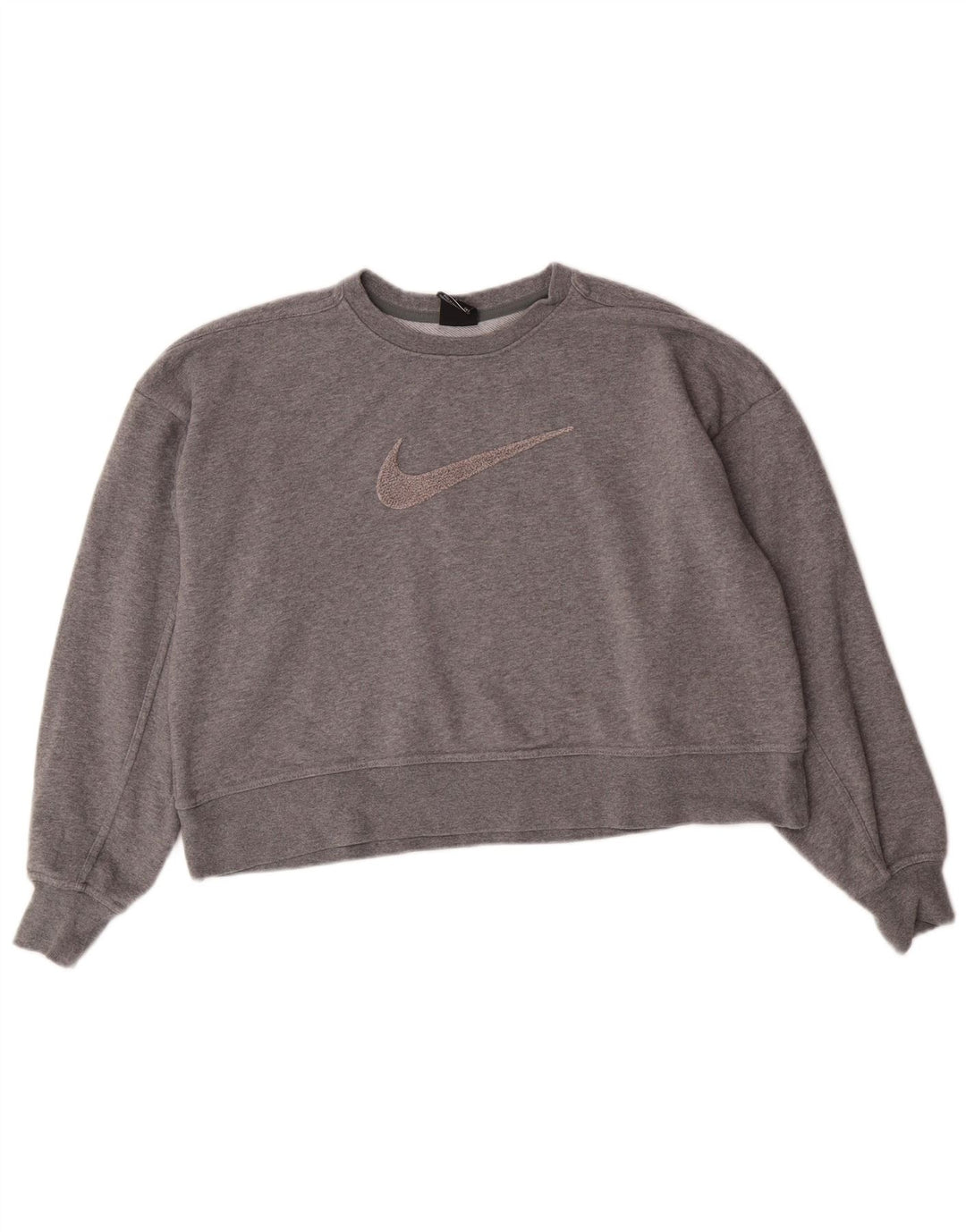 Nike Womens Dri Fit Graphic Oversized Sweatshirt Jumper UK 10 Small Grey