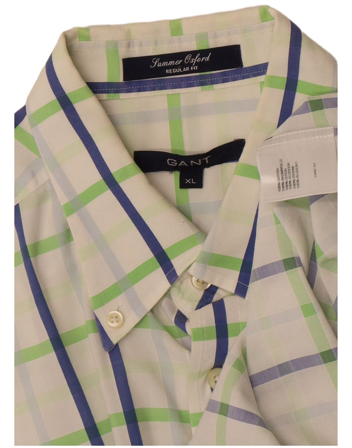GANT Mens Regular Fit Shirt XL White Check Cotton