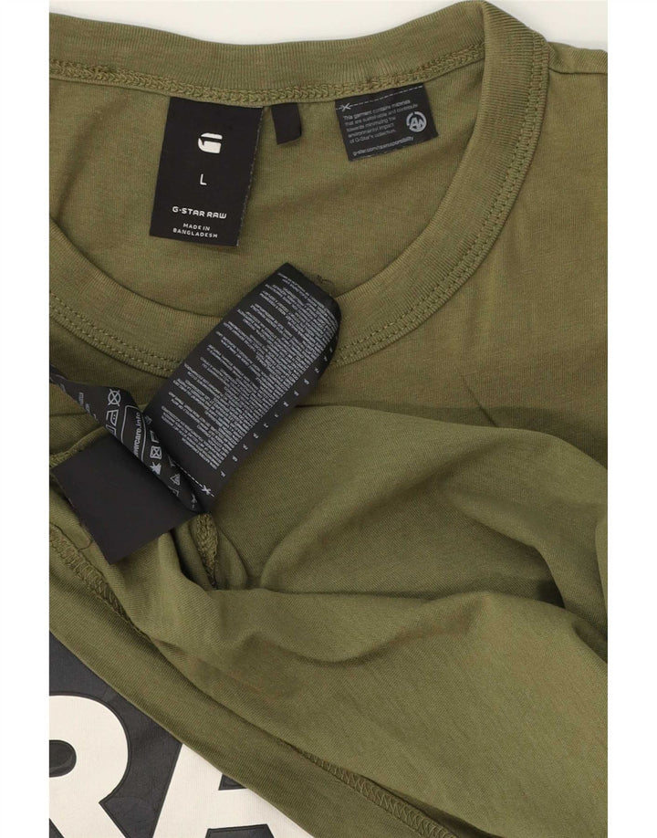 G-Star Mens Graphic T-Shirt Top Large Khaki Cotton