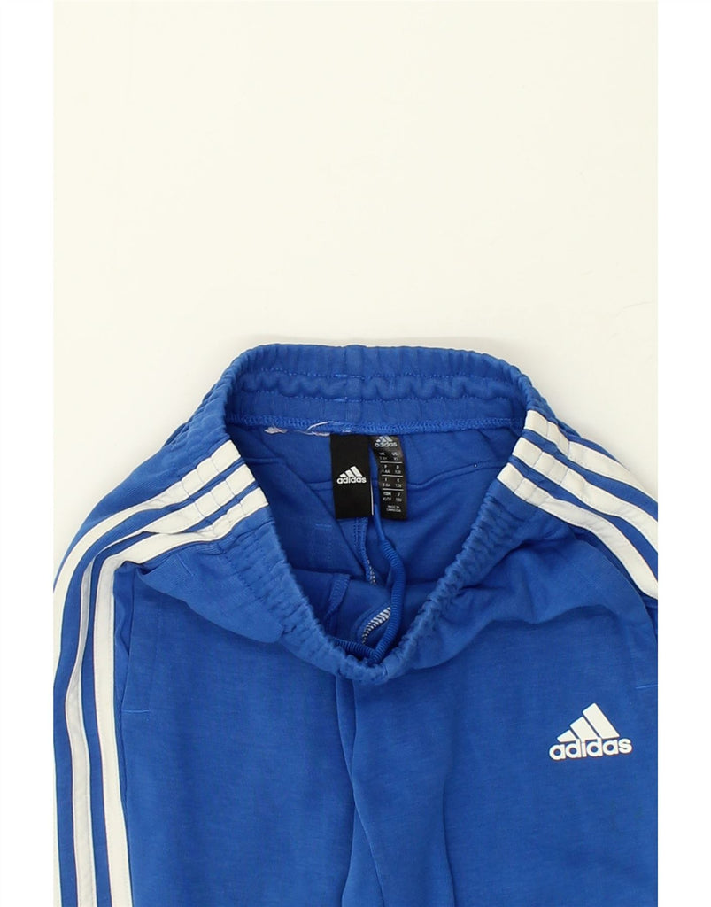 ADIDAS Boys Graphic Tracksuit Trousers Joggers 7-8 Years Blue Cotton | Vintage Adidas | Thrift | Second-Hand Adidas | Used Clothing | Messina Hembry 