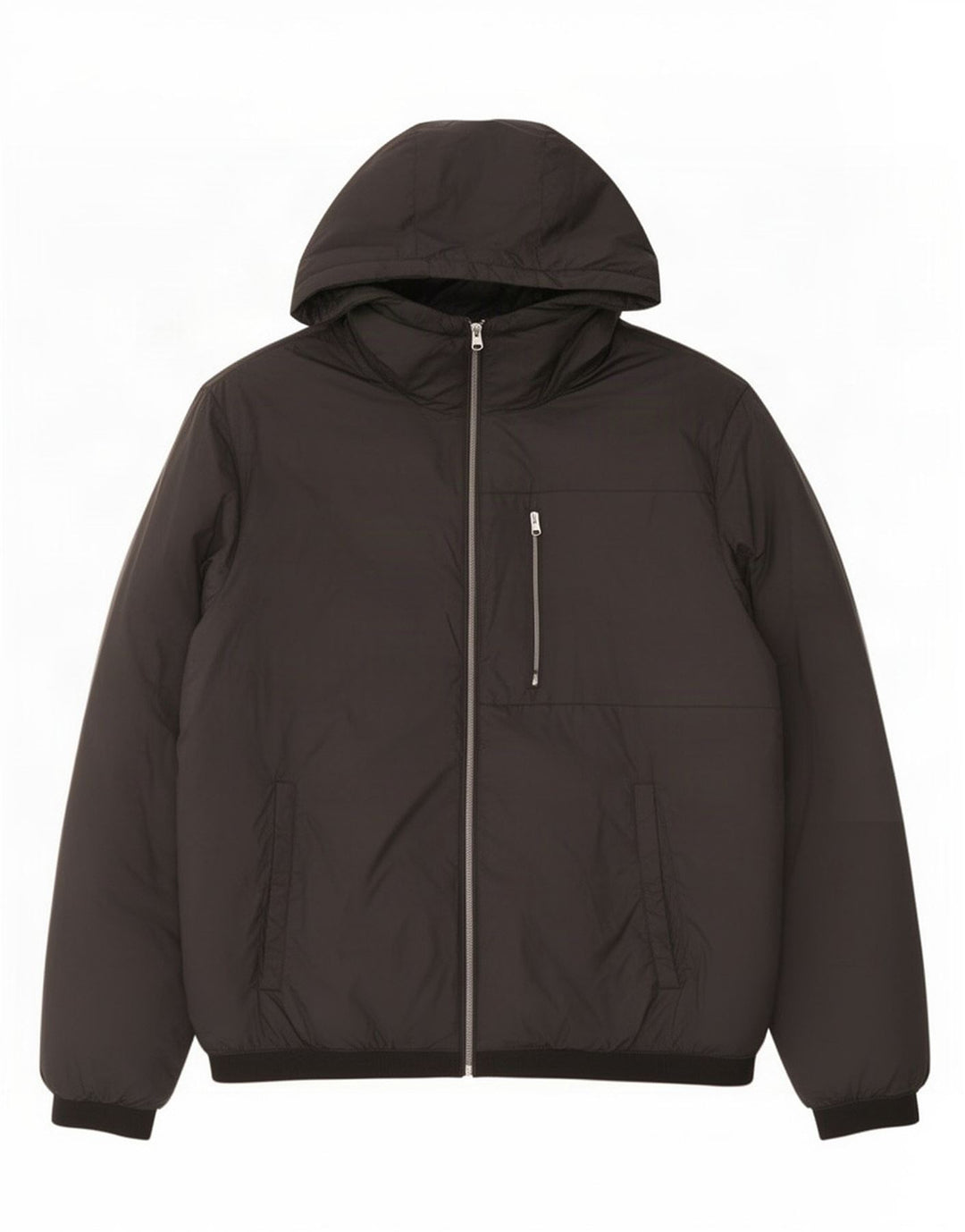 Zara Mens Hooded Padded Jacket UK 38 Medium Black