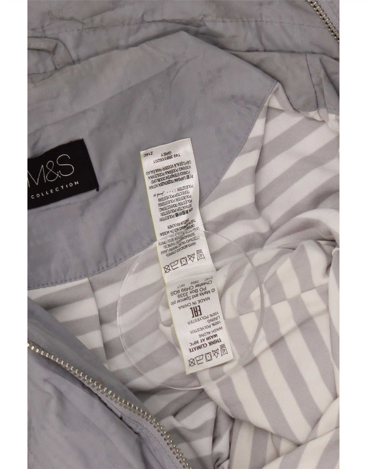 Marks & Spencer Womens Hooded Utility Jacket UK 18 XL Grey Polyester