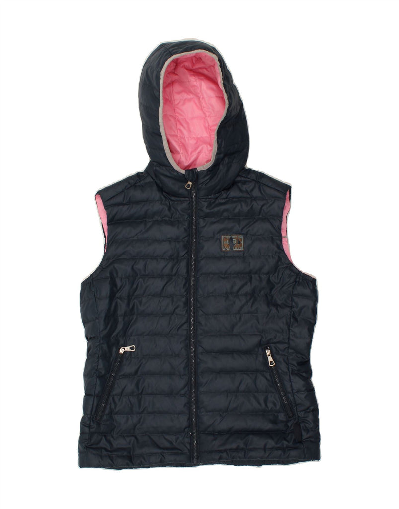 CHAMPION Girls Hooded Padded Gilet 13-14 Years XL Navy Blue Polyester | Vintage Champion | Thrift | Second-Hand Champion | Used Clothing | Messina Hembry 