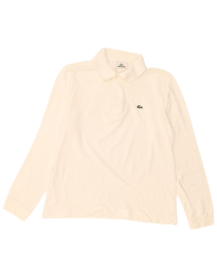 Lacoste Mens Long Sleeve Polo Shirt Size 3 Small White Cotton