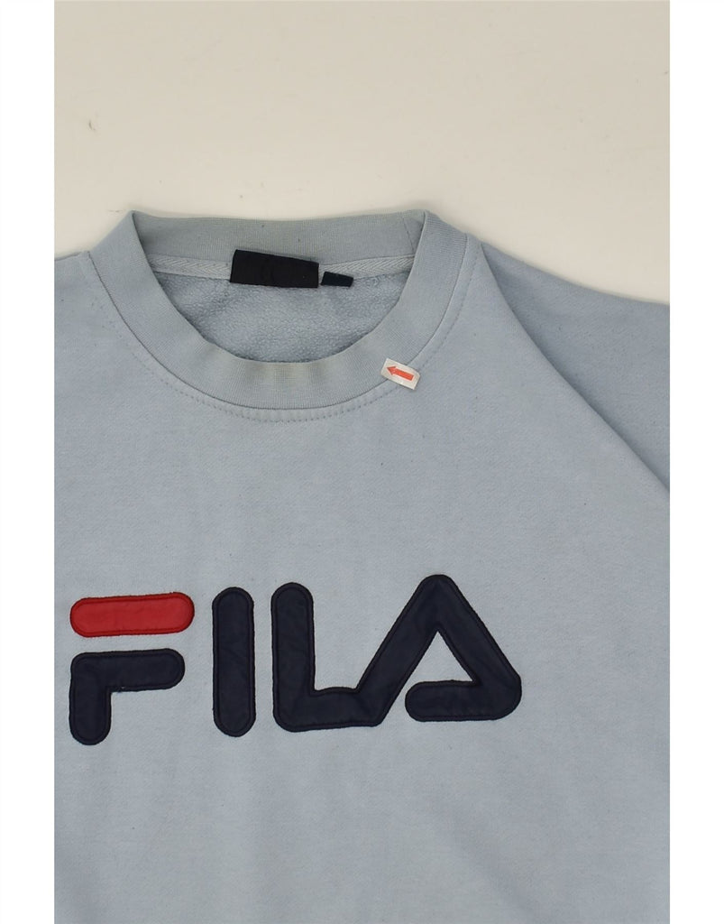 FILA Mens Graphic Sweatshirt Jumper Large Blue Colourblock | Vintage Fila | Thrift | Second-Hand Fila | Used Clothing | Messina Hembry 