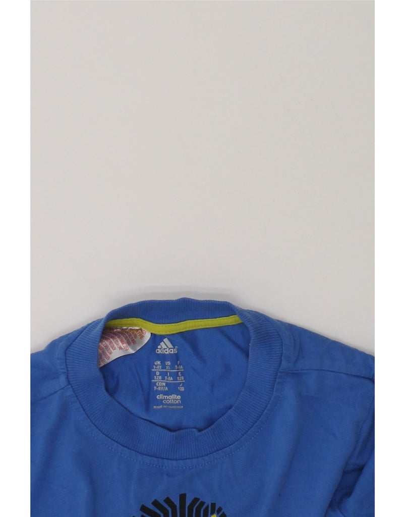 ADIDAS Boys Graphic T-Shirt Top 7-8 Years Blue Cotton | Vintage Adidas | Thrift | Second-Hand Adidas | Used Clothing | Messina Hembry 