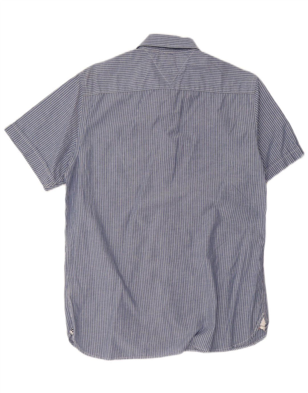 Tommy Hilfiger Mens Short Sleeve Shirt Medium Blue Pinstripe Cotton