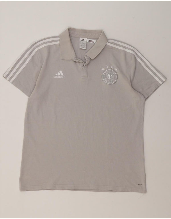Adidas Mens Deutscher Fussball Bund Polo Shirt XL Grey Cotton