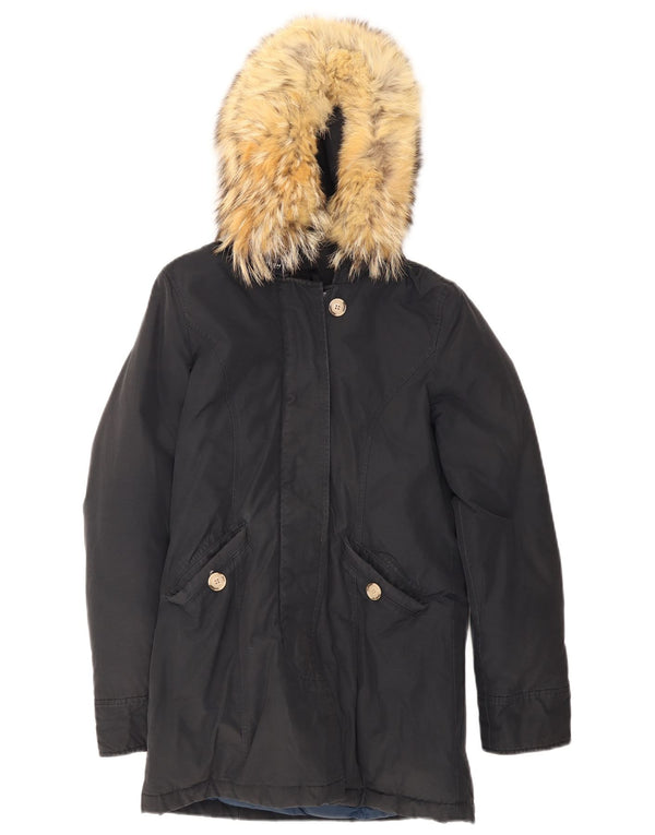 Woolrich Womens Hooded Parka Jacket UK 6 XS Navy Blue