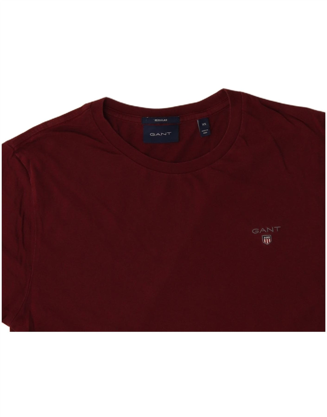 GANT Mens Regular T-Shirt Top XS Burgundy Cotton