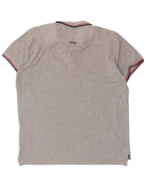 Tommy Hilfiger Mens Slim Fit Polo Shirt Large Grey Striped Cotton