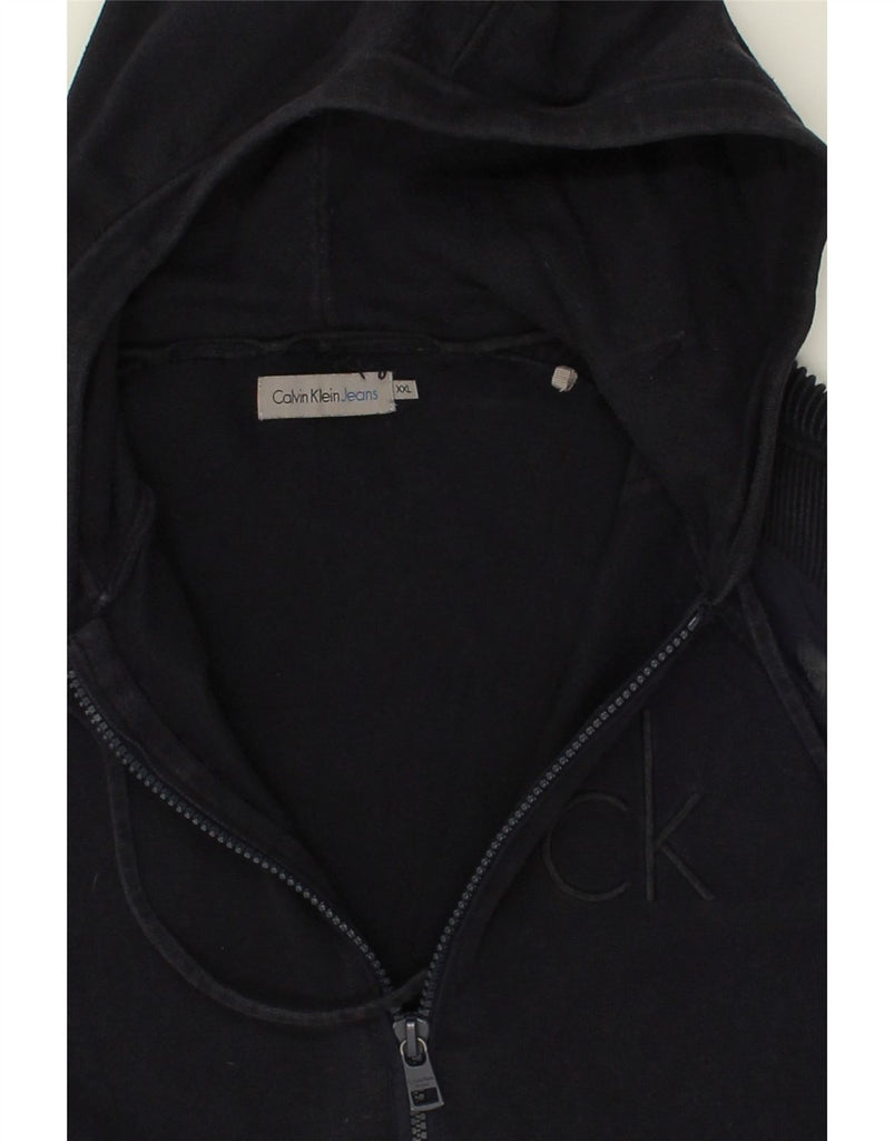 CALVIN KLEIN JEANS Mens Zip Hoodie Sweater 2XL Navy Blue Cotton | Vintage Calvin Klein Jeans | Thrift | Second-Hand Calvin Klein Jeans | Used Clothing | Messina Hembry 