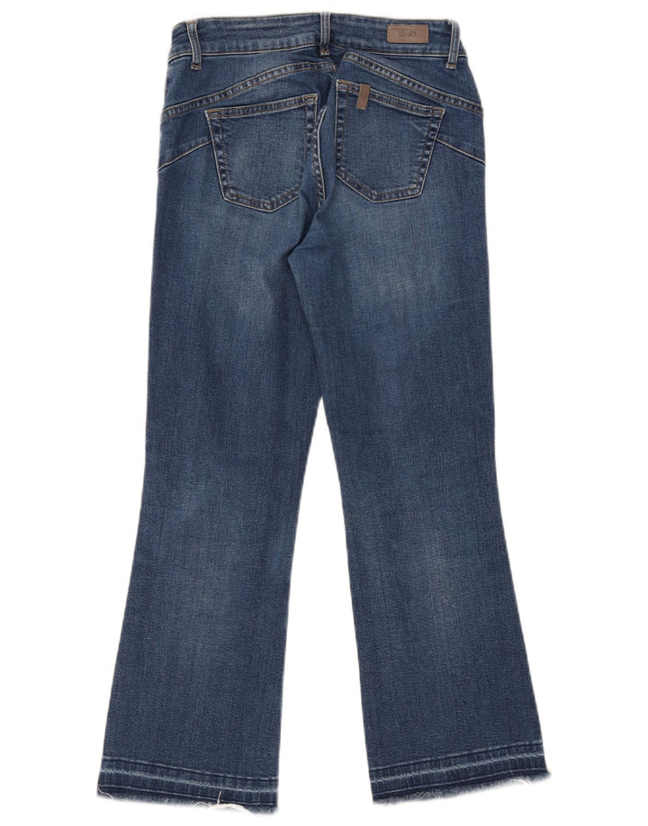 Liu Jo Womens Distressed Crop Bootcut Jeans W28 L25 Blue Cotton