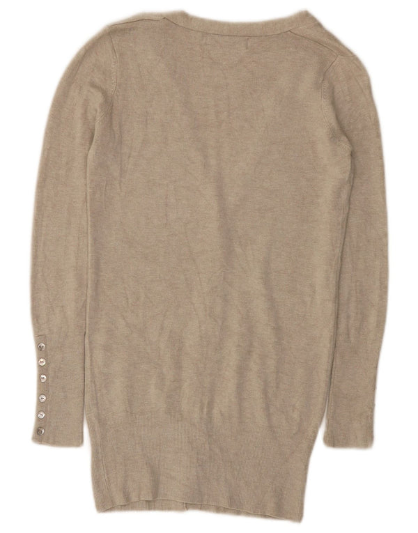 Zara Womens Cardigan Sweater UK 8 Small Beige Rayon