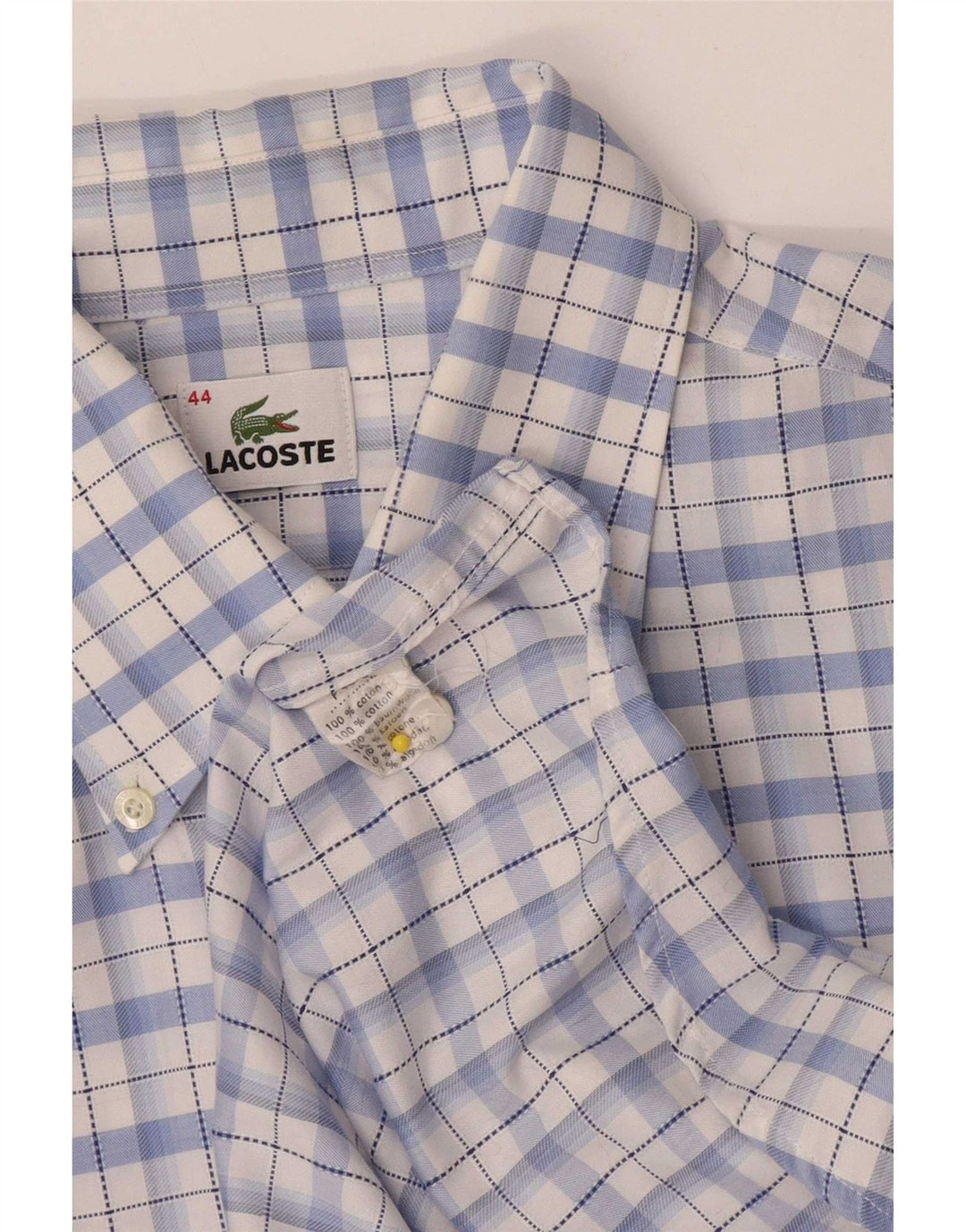 Lacoste Mens Shirt Size 44 XL Blue Check Cotton