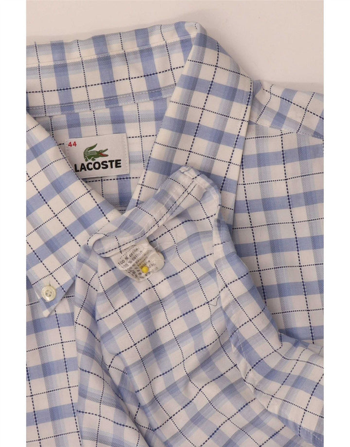 Lacoste Mens Shirt Size 44 XL Blue Check Cotton