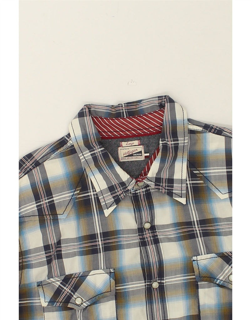 TOMMY HILFIGER Mens Graphic Shirt Large Multicoloured Plaid Cotton | Vintage Tommy Hilfiger | Thrift | Second-Hand Tommy Hilfiger | Used Clothing | Messina Hembry 
