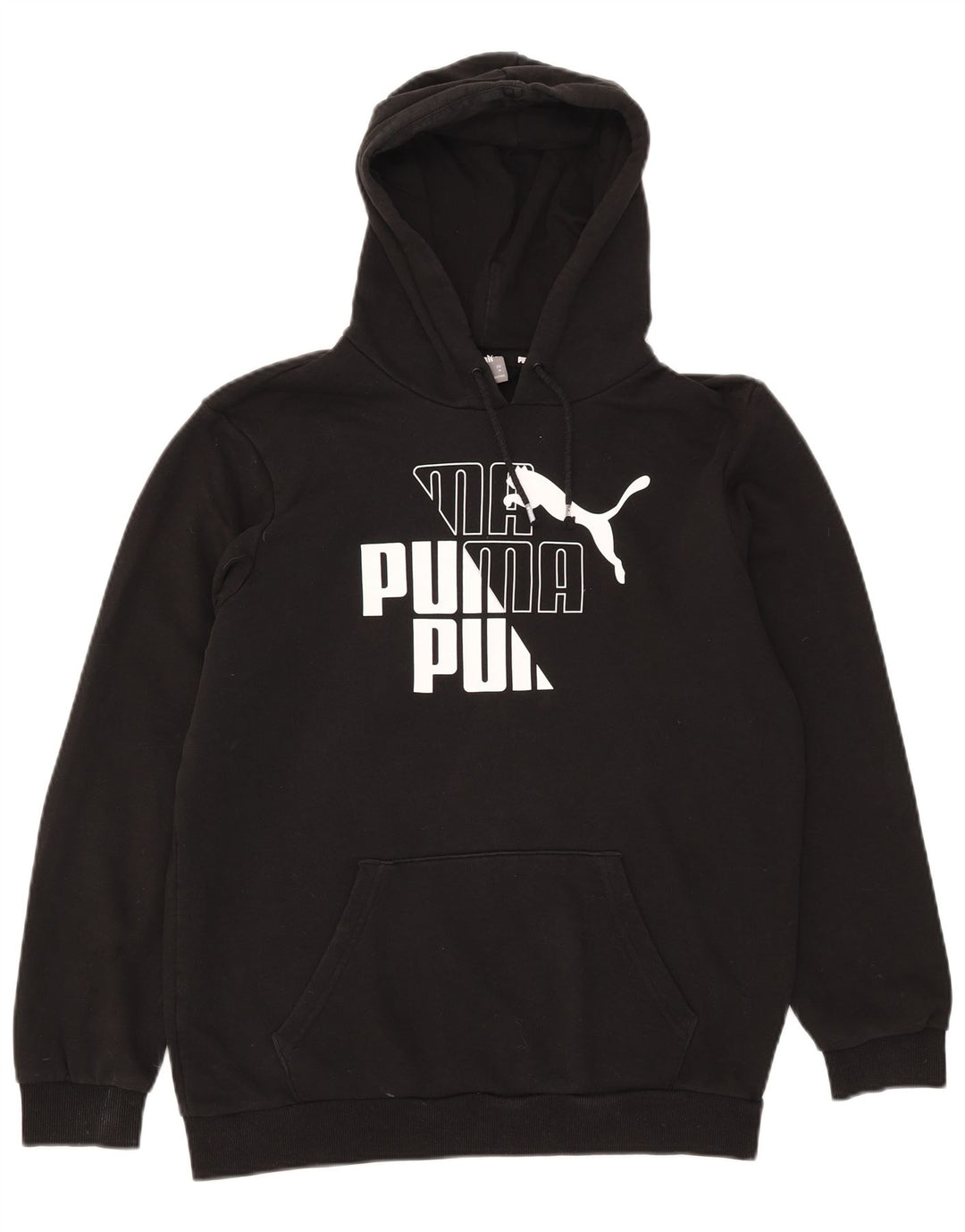 Puma Mens Graphic Hoodie Jumper Medium Black Cotton