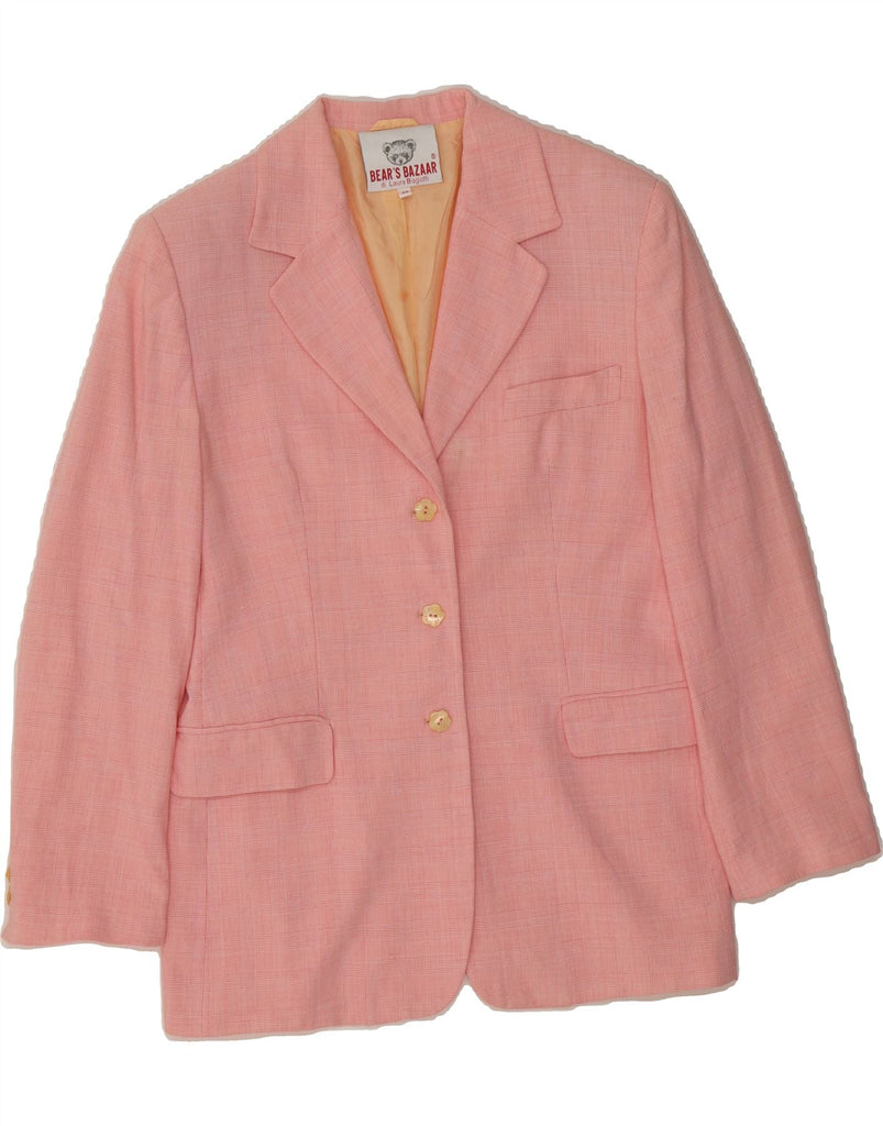 LAURA BIAGIOTTI Womens 3 Button Blazer Jacket IT 46 Large Pink Check Vintage Laura Biagiotti and Second-Hand Laura Biagiotti from Messina Hembry 