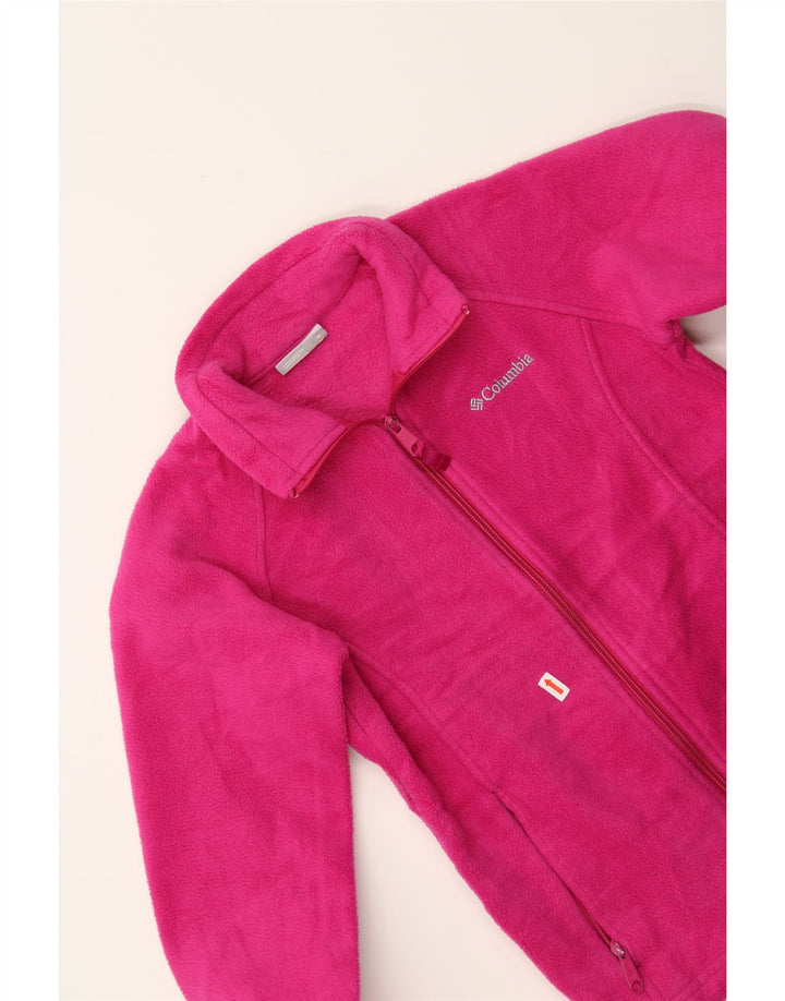 COLUMBIA Girls Fleece Jacket 13-14 Years Medium Pink Polyester Vintage Columbia and Second-Hand Columbia from Messina Hembry 