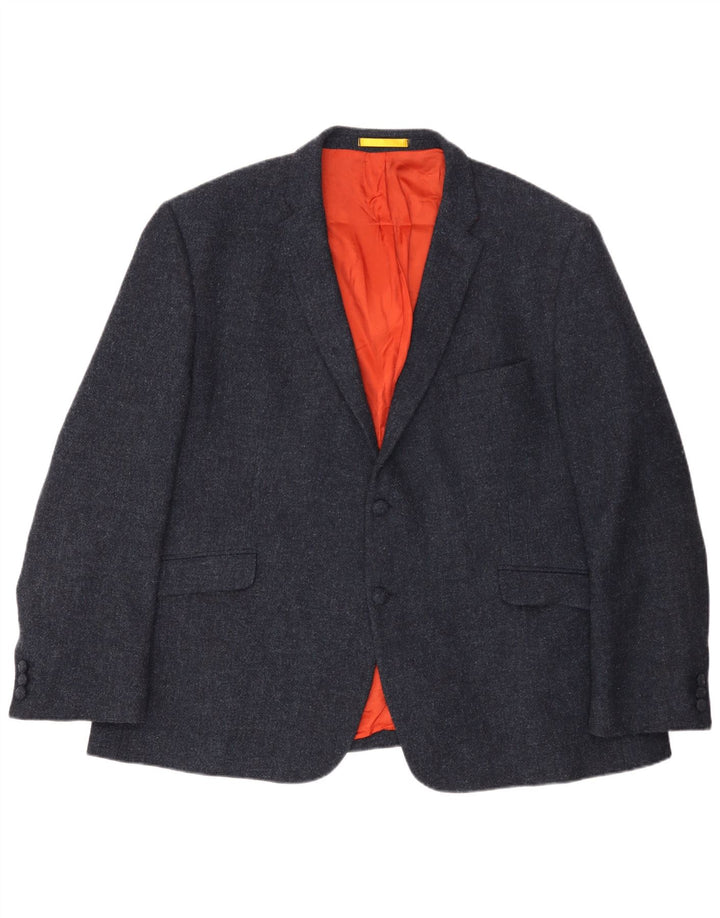 Shetland Mens 2 Button Blazer Jacket Size 52 3XL Navy Blue Wool