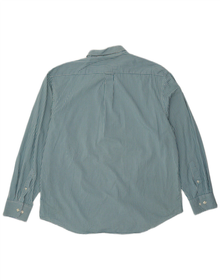 Izod Mens Shirt Large Blue Gingham Cotton