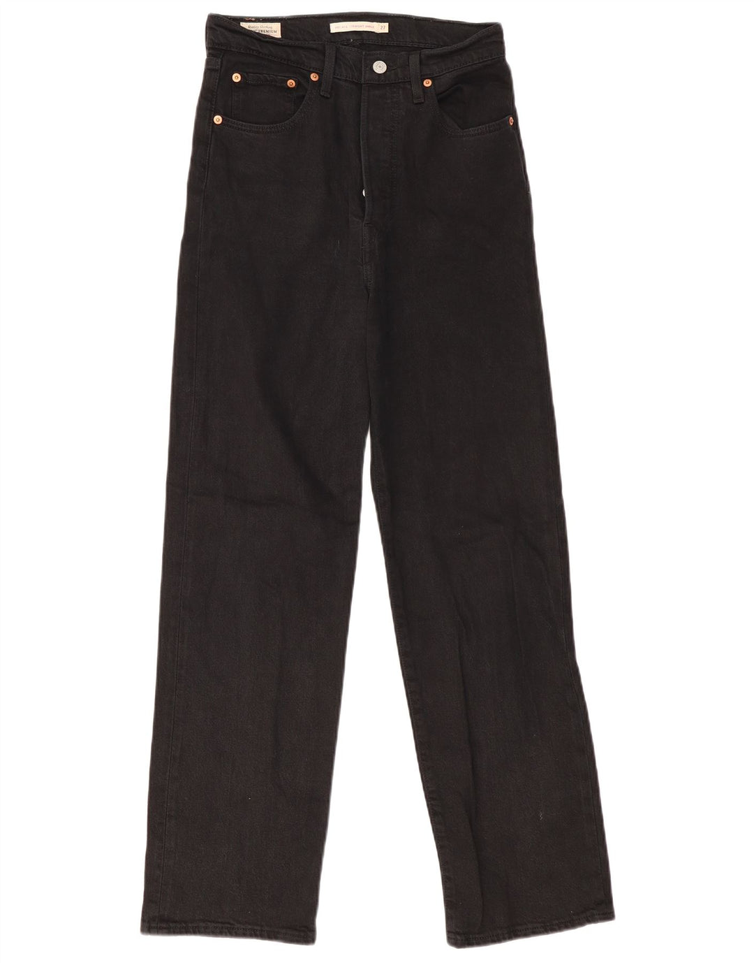 Levi's Womens Ribcage Straight Jeans W27 L29 Black Cotton
