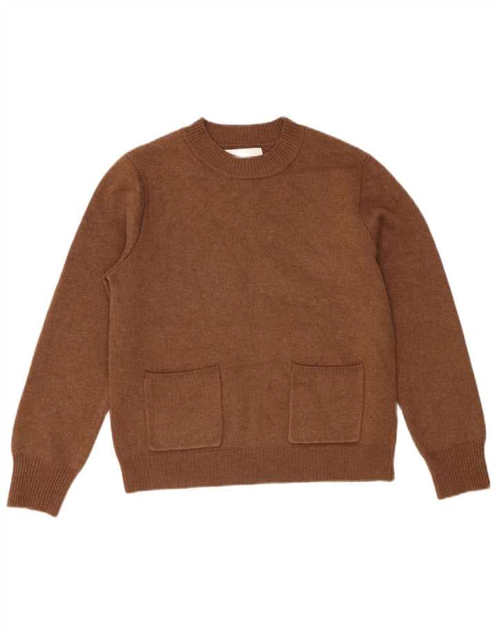 Zara Girls Crew Neck Jumper Sweater 11-12 Years Brown Polyester