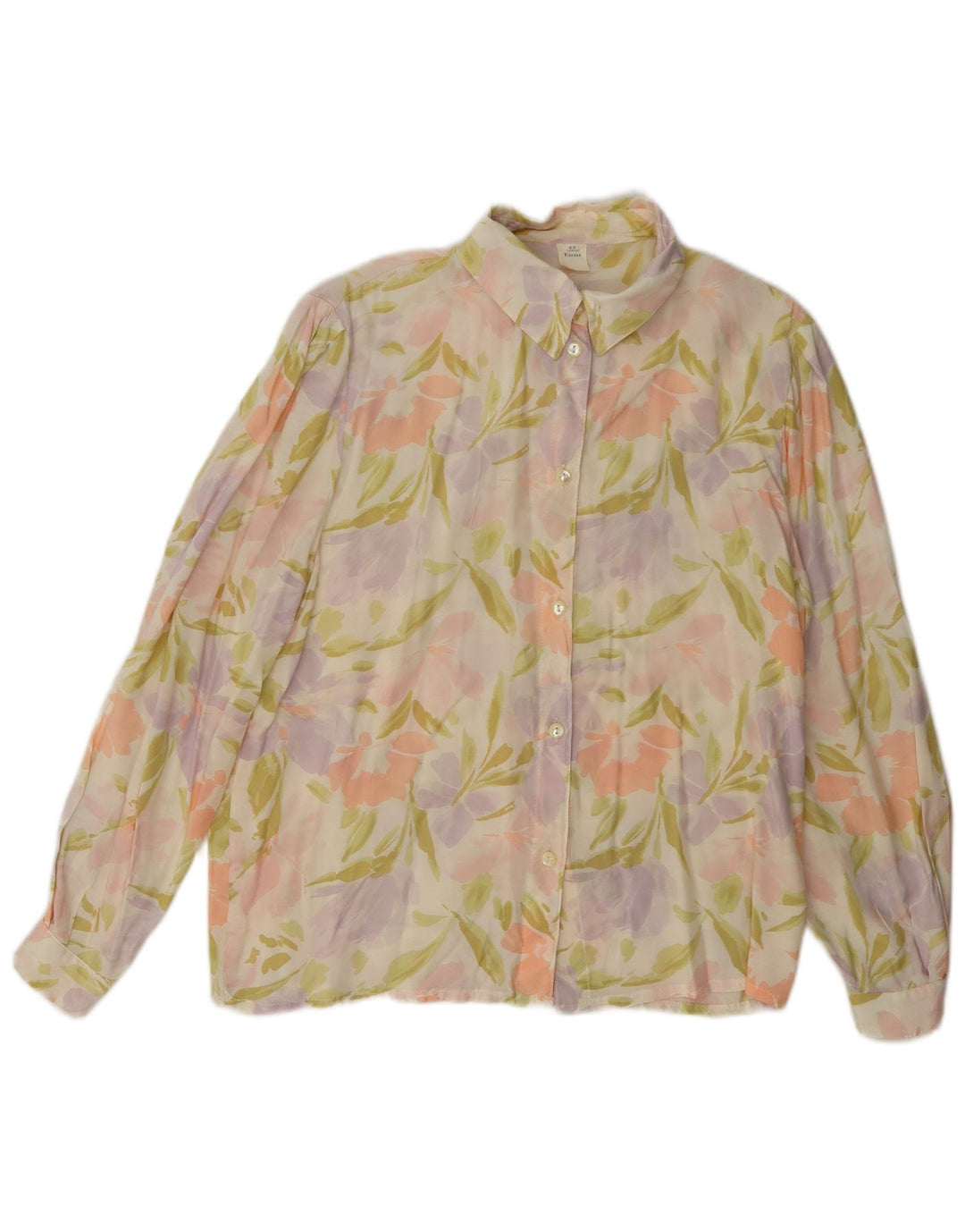 Vintage Womens Shirt Blouse EU 42 Large Multicoloured Floral Viscose