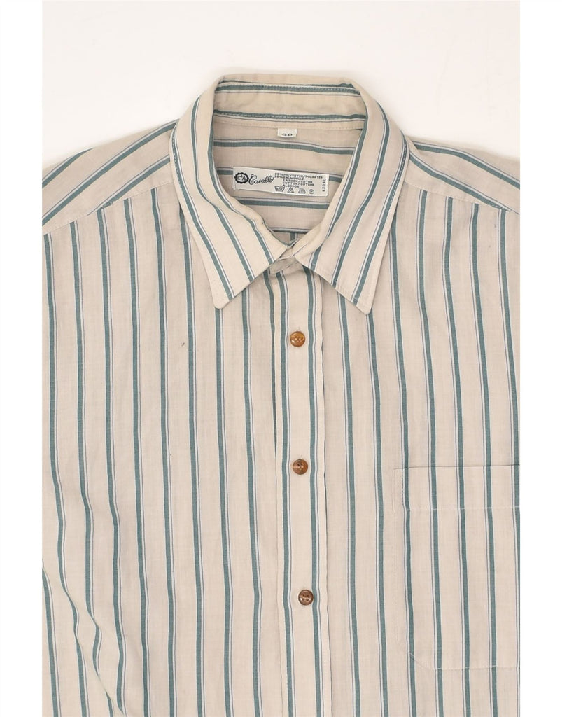 C&A Mens Shirt Size 39 Medium Beige Striped Polyester | Vintage C&A | Thrift | Second-Hand C&A | Used Clothing | Messina Hembry 