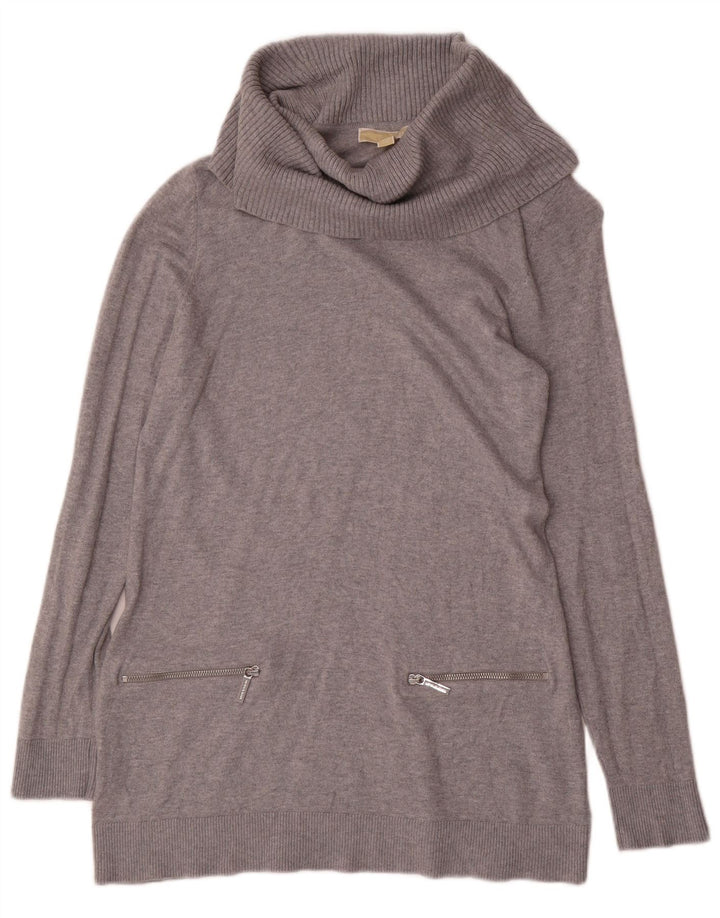 Michael Kors Womens Roll Neck Jumper Sweater UK 16 Large Grey Flecked