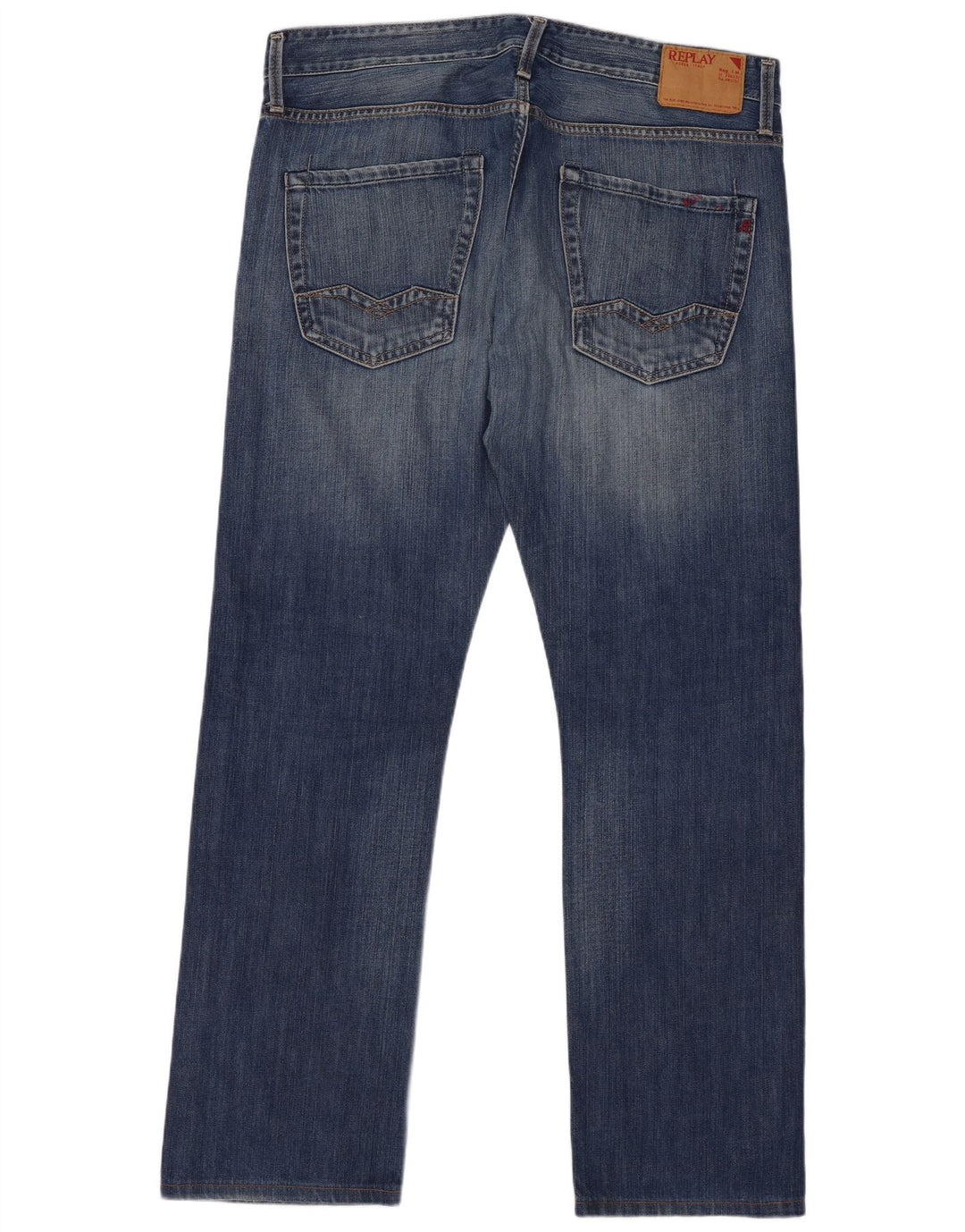 Replay Mens Waitom Straight Jeans W34 L34 Navy Blue Cotton