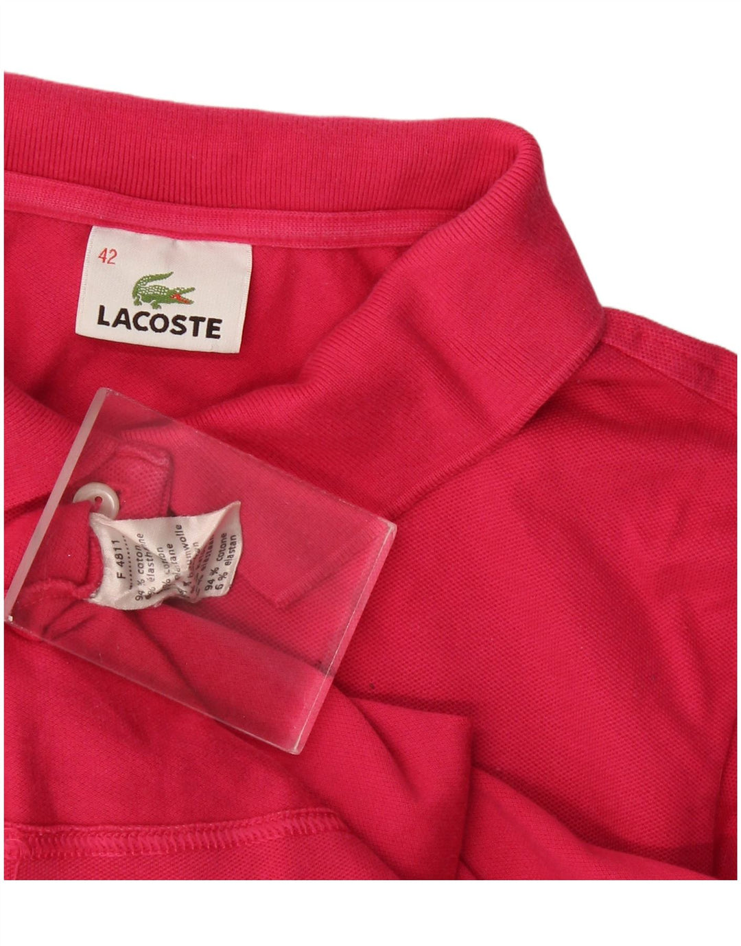 Lacoste Womens Polo Shirt Size 42 Large Pink Cotton