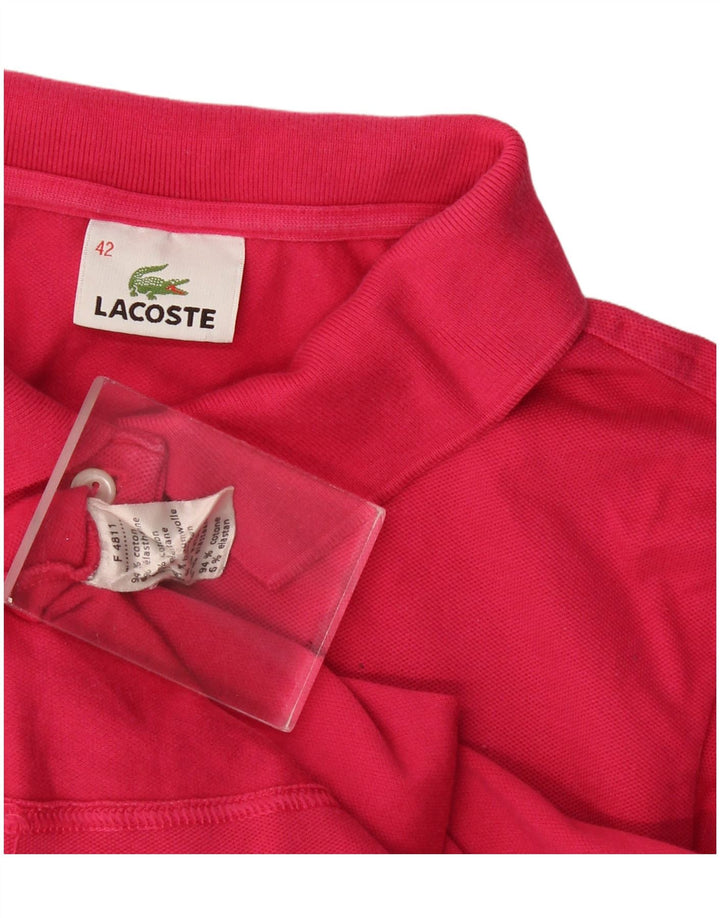 Lacoste Womens Polo Shirt Size 42 Large Pink Cotton