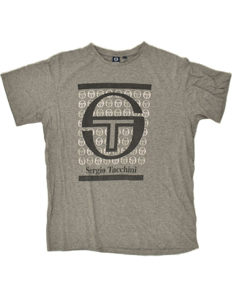 SERGIO TACCHINI Mens Graphic T-Shirt Top 2XL Grey Cotton | Vintage Sergio Tacchini | Thrift | Second-Hand Sergio Tacchini | Used Clothing | Messina Hembry 
