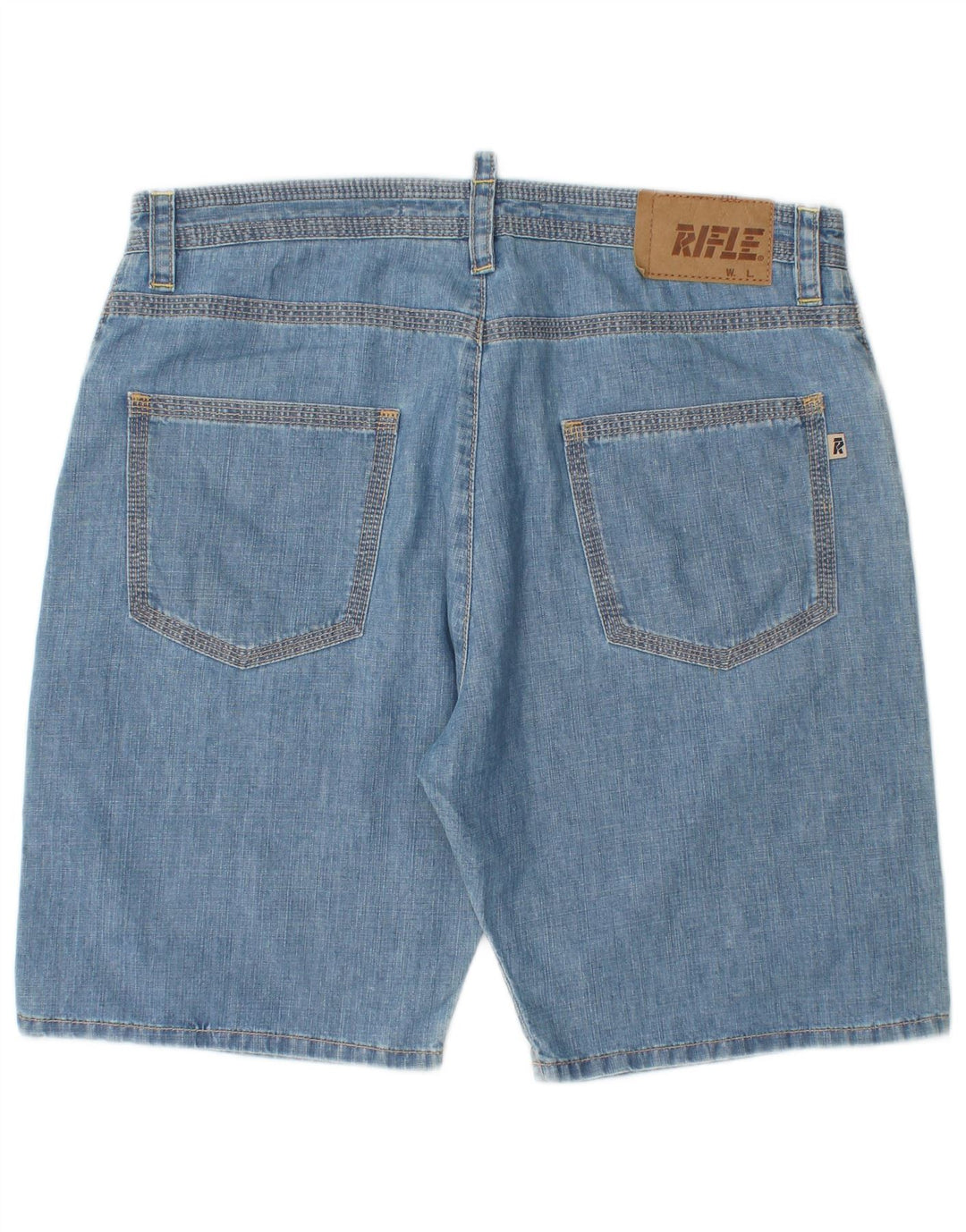 Rifle Mens Baggy Denim Shorts W33 Medium Blue Cotton