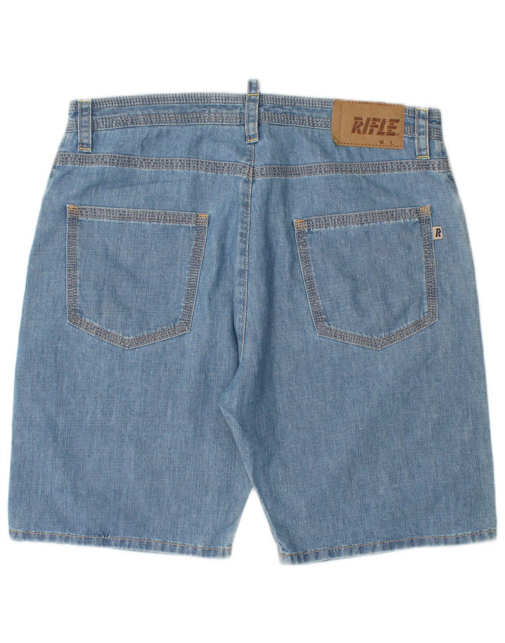 Rifle Mens Baggy Denim Shorts W33 Medium Blue Cotton