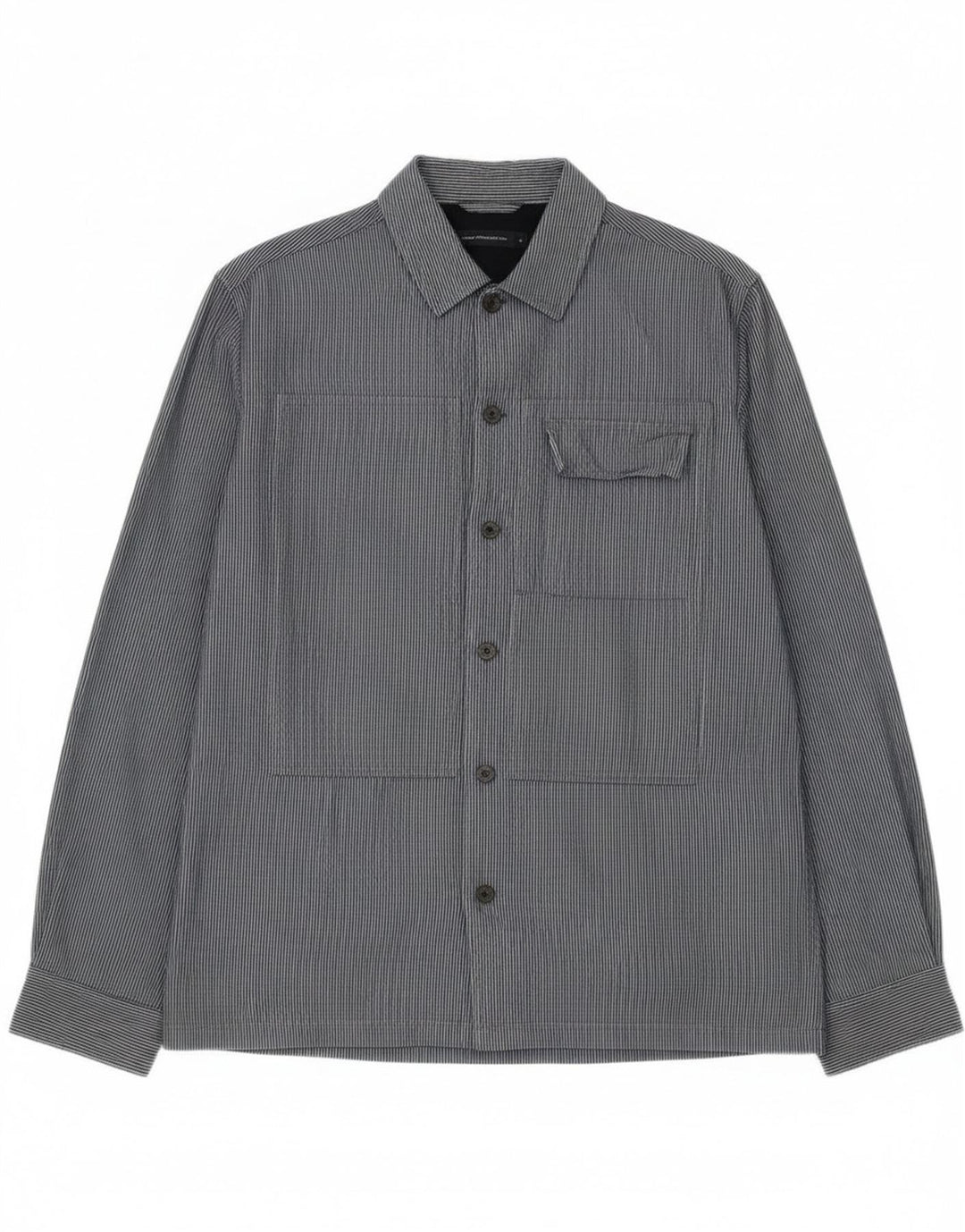 French Connection Mens Shirt Small Navy Blue Pinstripe Cotton