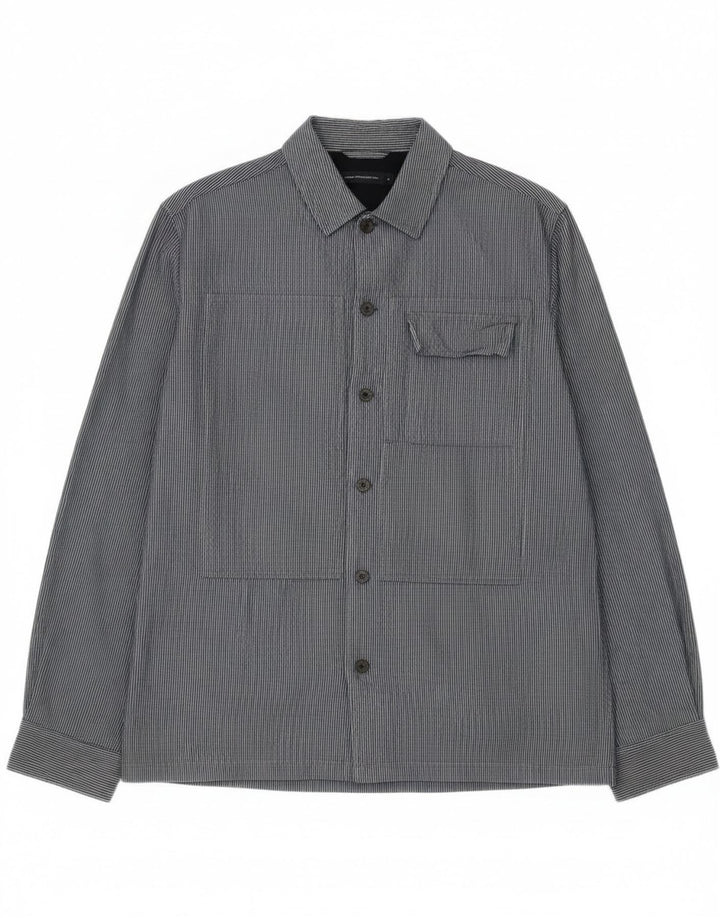 French Connection Mens Shirt Small Navy Blue Pinstripe Cotton