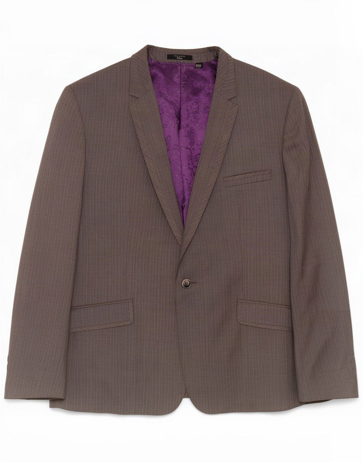 Ted Baker Mens 1 Button Blazer Jacket UK 44 2XL Grey Pinstripe Wool