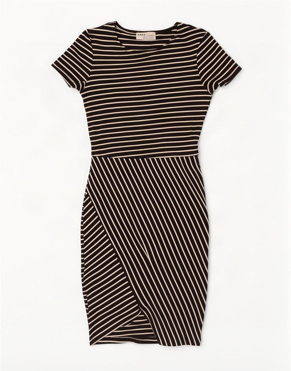 Zara Womens Trafaluc Bodycon Dress UK 10 Small Black Striped