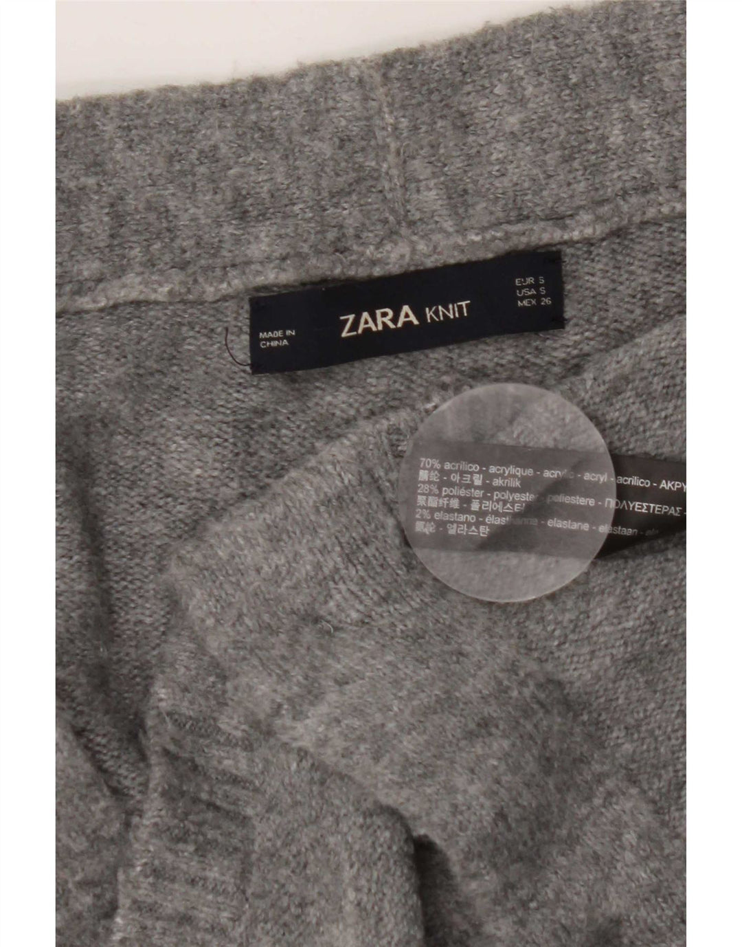 Zara Womens Oversized Cardigan Sweater UK 10 Small Grey Acrylic