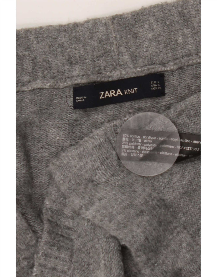 Zara Womens Oversized Cardigan Sweater UK 10 Small Grey Acrylic