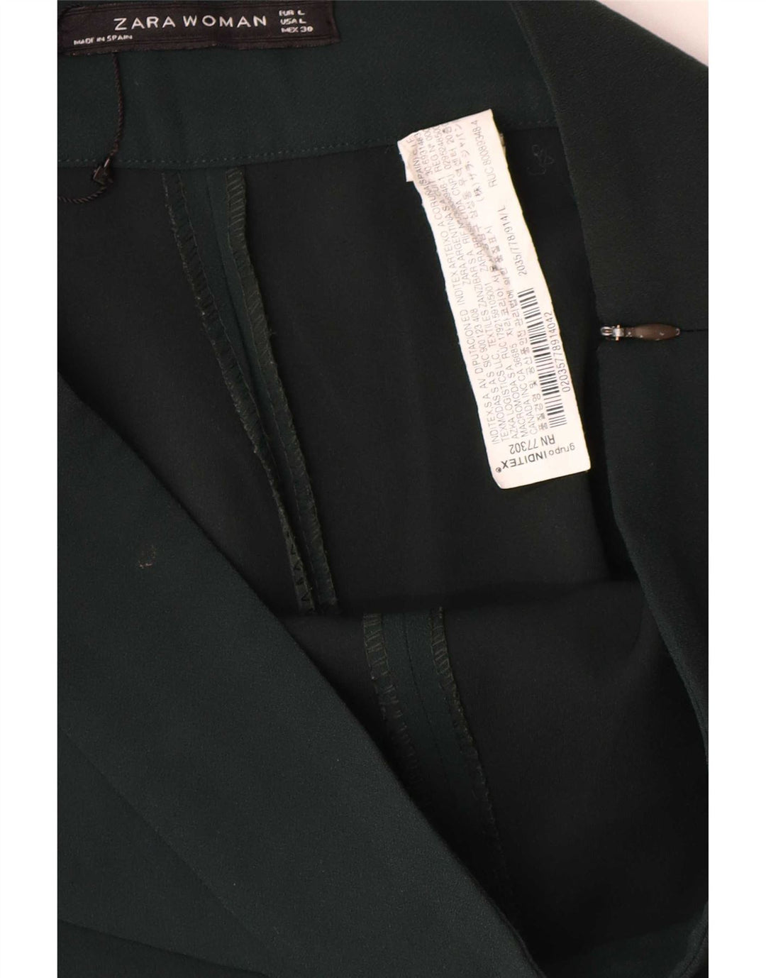 Zara Womens Wide Leg Cropped Trousers Large W30 L26 Green Polyester