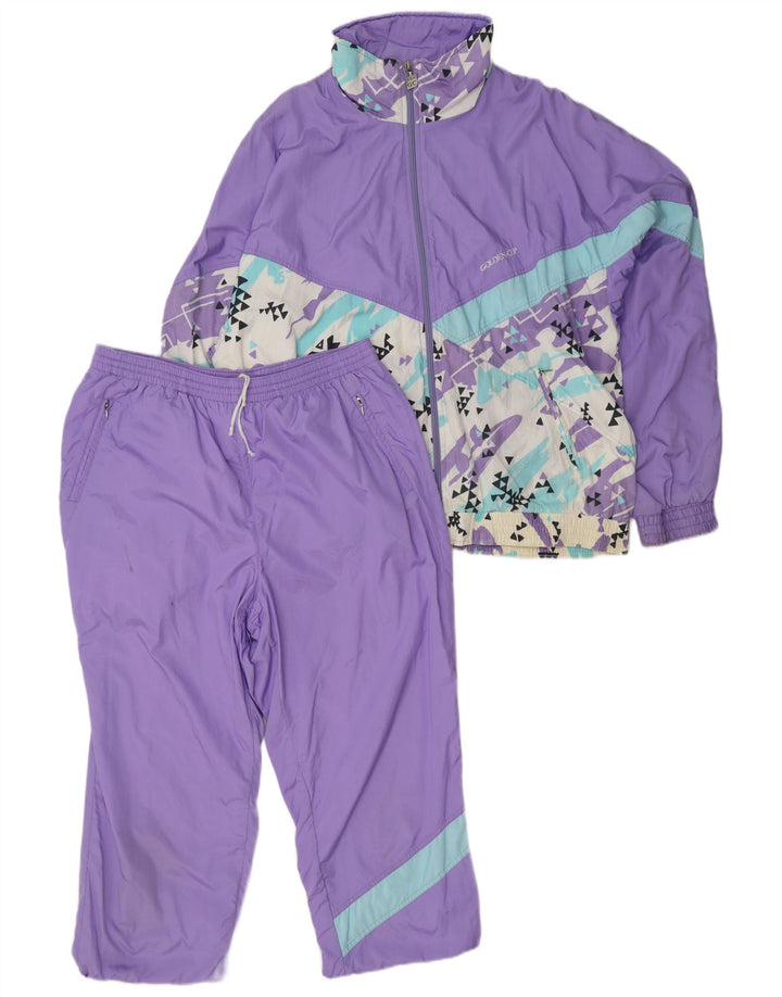 Golden Cup Mens Full Tracksuit Large Purple Polyamide
