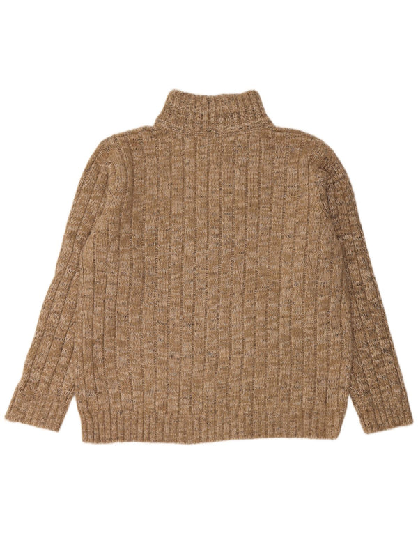 Marks & Spencer Mens Zip Neck Jumper Sweater XL Beige Flecked Acrylic