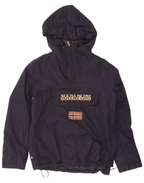 Napapijri Mens Graphic Hooded Anorak Jacket UK 40 Large Navy Blue Polyamide
